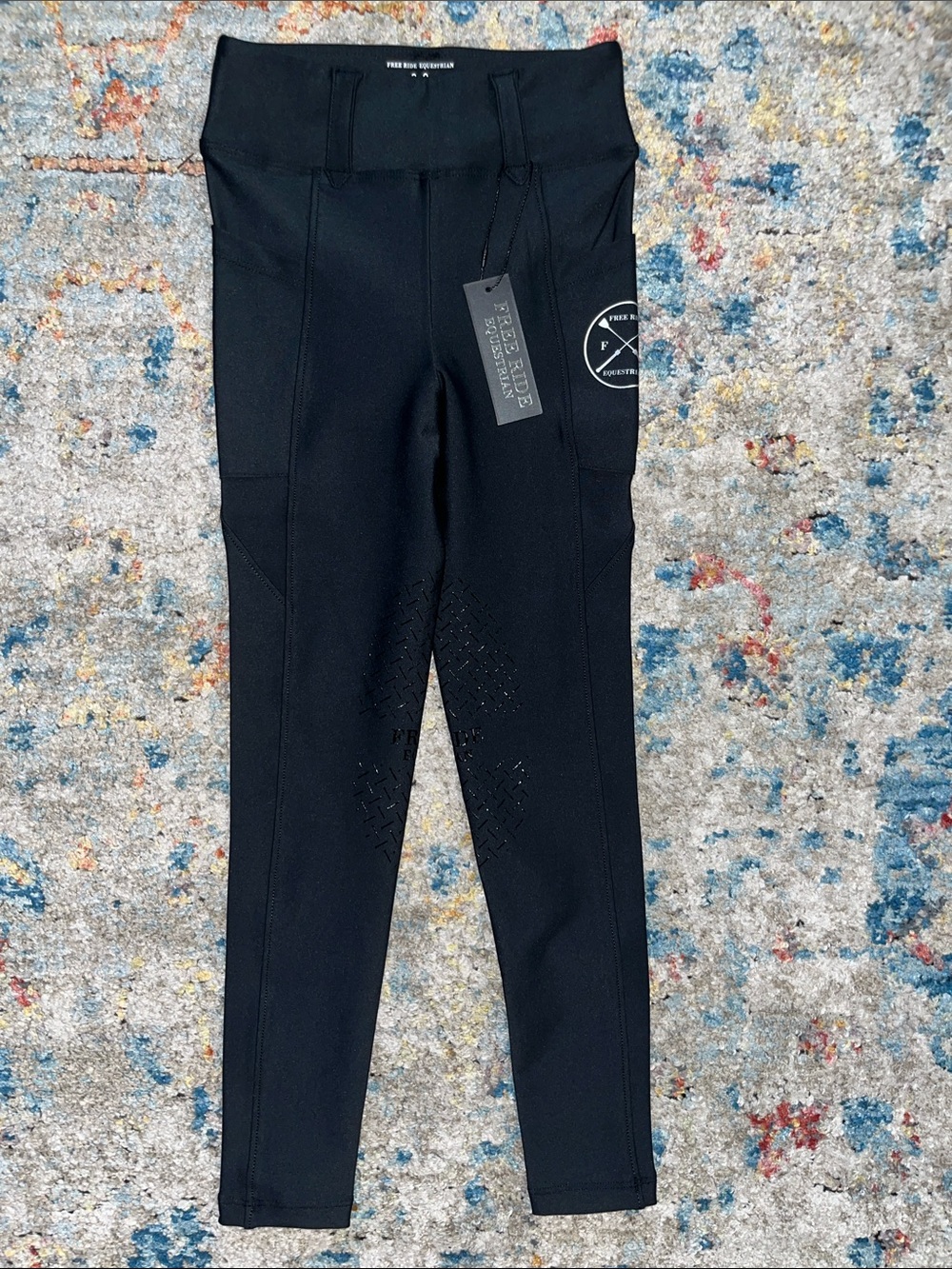 Black Performance Riding Leggings with Silicone Knee Grip